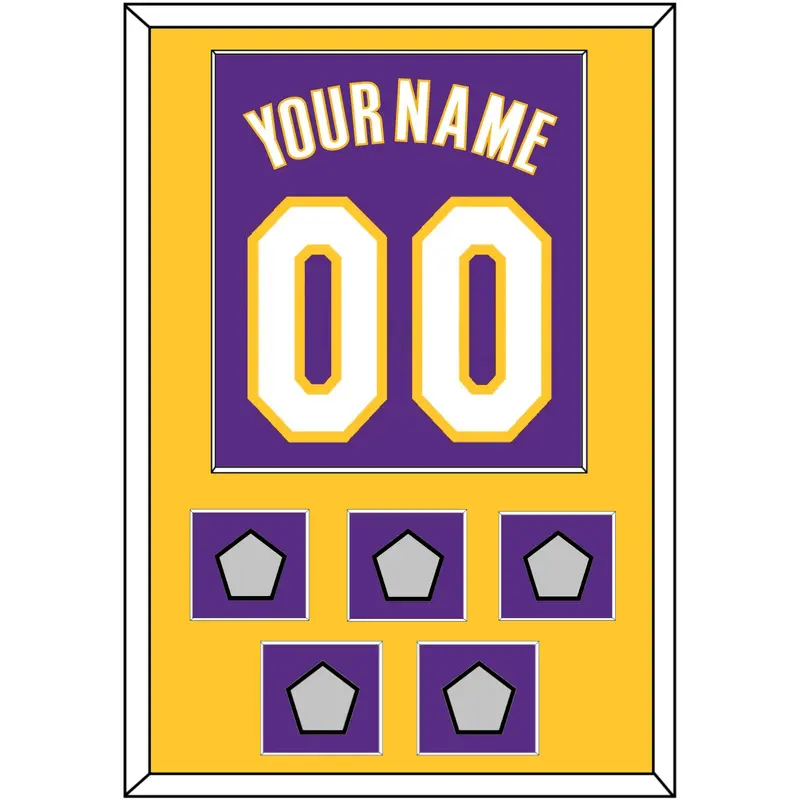 Los Angeles Name & Number With 5 Finals Patches - Road Purple (1999-2004) - Single Mat 2