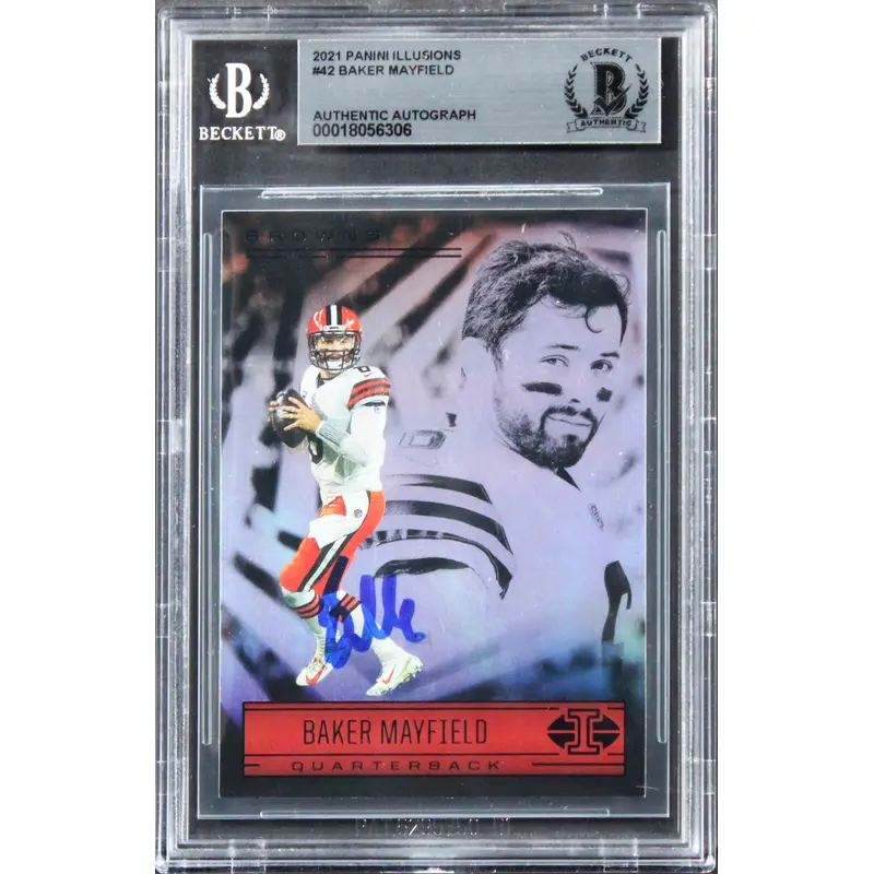 Browns Baker Mayfield Signed 2021 Panini Illusions #42 Card BAS Slabbed