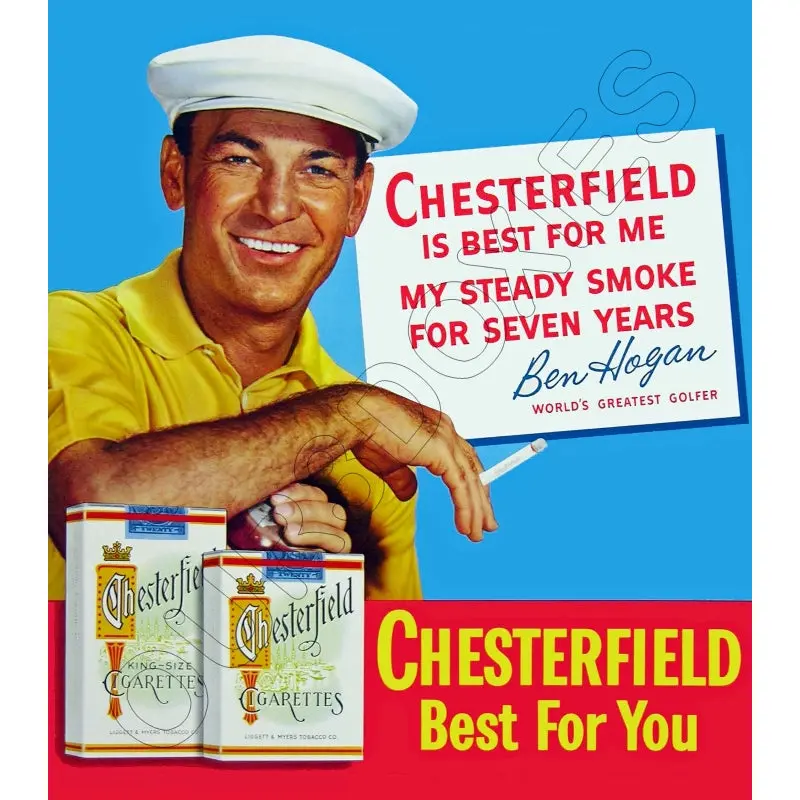 1951 Ben Hogan Store Counter Standup Sign - Chesterfield - 3052