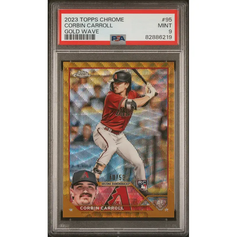 Corbin Carroll 2023 Topps Chrome #95 Golve Wave Refractor #40/50 PSA 9 Mint