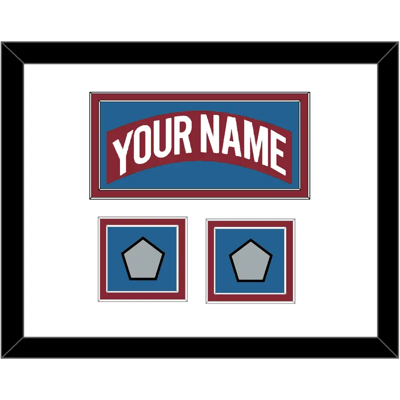 Colorado Nameplate & 2 Stanley Cup Finals Patches - Road Burgundy (1995-1996) - Double Mat 1