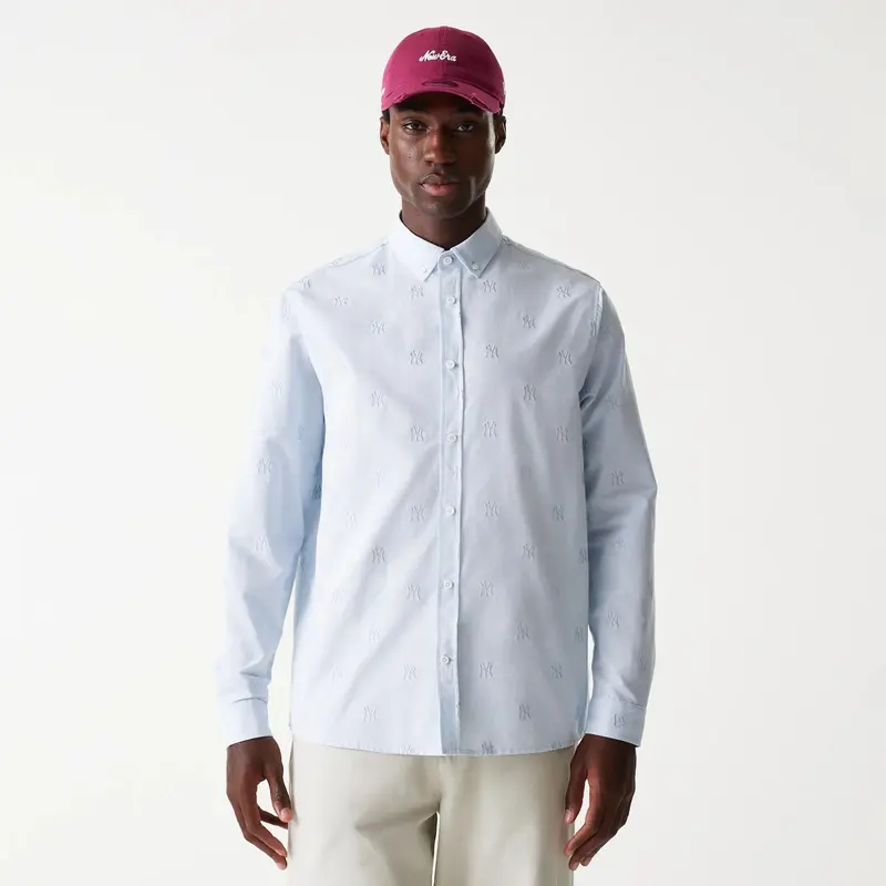 New York Yankees MLB Monogram Pastel Blue Long Sleeve Shirt