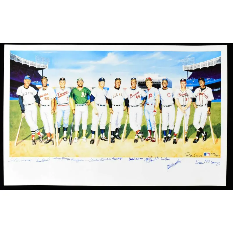 500 Home Run Signed Litho Mickey Mantle Ted Williams Willie Mays Hank Aaron JSA