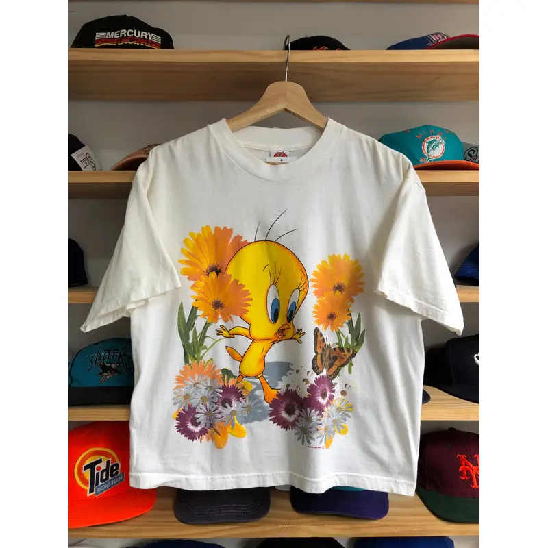 Vintage 1998 Looney Tunes Tweety Womens Boxy Cropped Tee