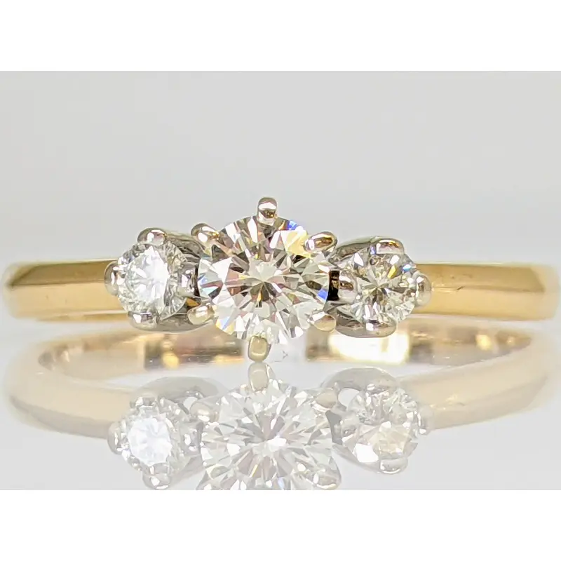 14K .47 CARAT TOTAL WEIGHT VS1 H ROUND DIAMOND (3) TRINITY ESTATE RING 2.3 GRAMS