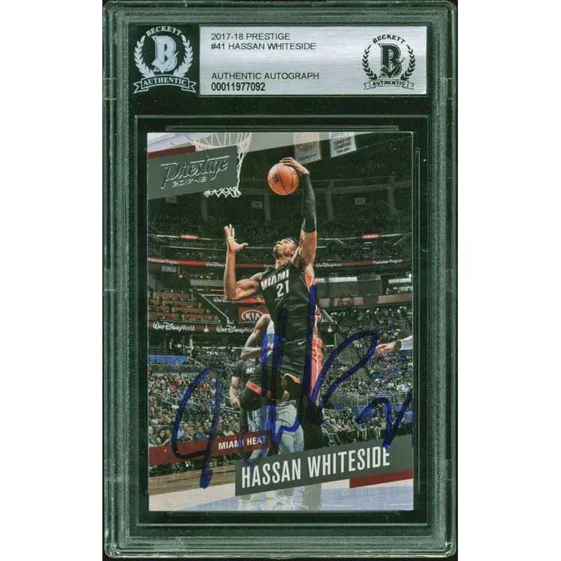 Blazers Hassan Whiteside Signed 2017 Panini Prestige #41 Auto Card BAS Slabbed