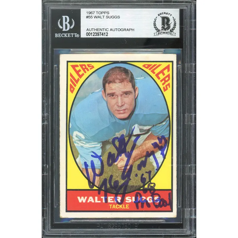 Oilers Walter Suggs 67/68 Pro Bowl Signed 1967 Topps #55 Card BAS Slabbed