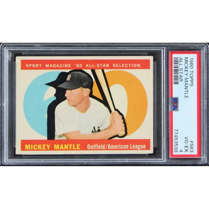 Yankees Mickey Mantle 1960 Topps #563 Card Graded VG-EX-4 PSA Slabbed