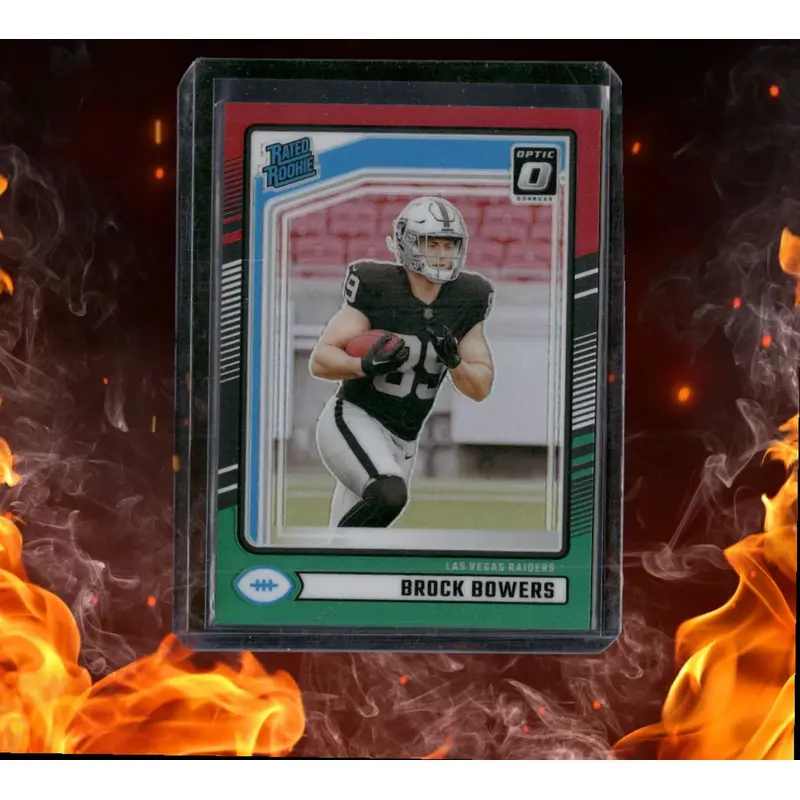 2024 Panini Donruss Brock Bowers Optic Preview Red Green Prizm Rated Rookie #394