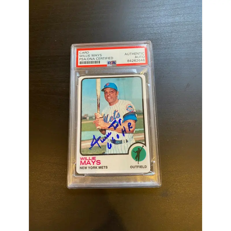 1973 Topps Willie Mays Signed Autographed Porcelain Baseball Card PSA "660 HRS"