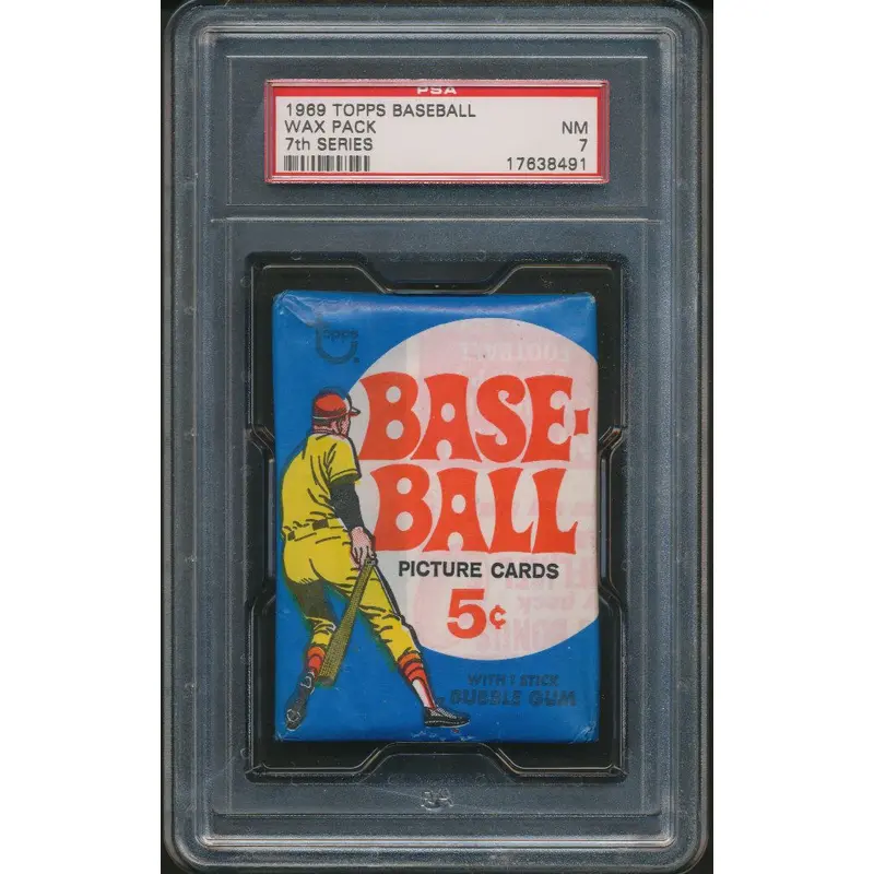 1969 Topps Baseball Unopened 7th Series Wax Pack PSA 7