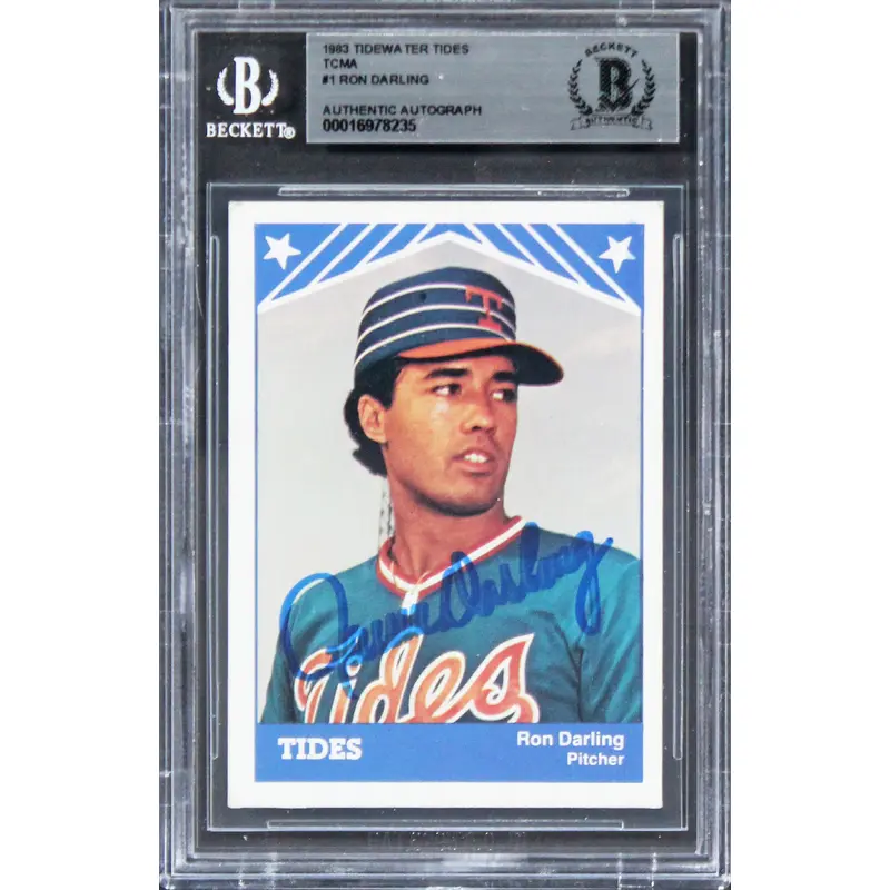 Ron Darling Authentic Signed 1983 Tidewater Tides TCMA #1 Card BAS Slabbed