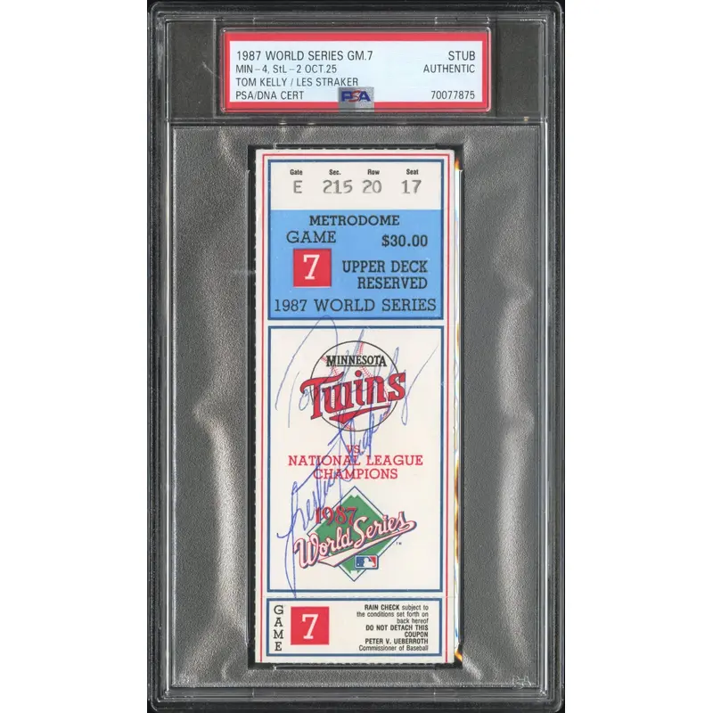1987 World Series Game 7 Ticket Stub Signed by Kelly Straker PSA Authentic