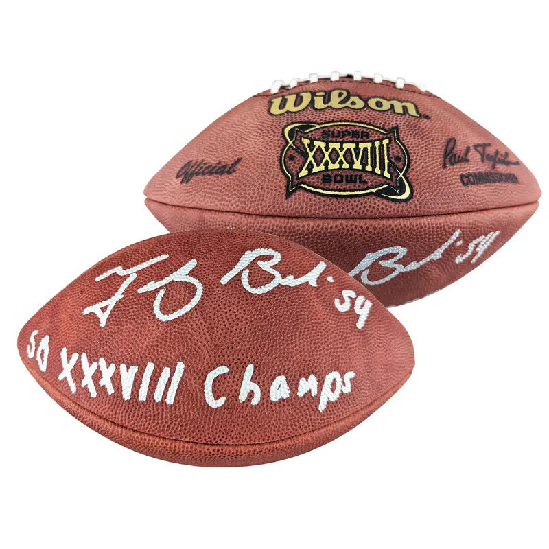 Patriots Tedy Bruschi SB XXXVIII Champs 2x Signed SB XXXVIII Nfl Football BAS W