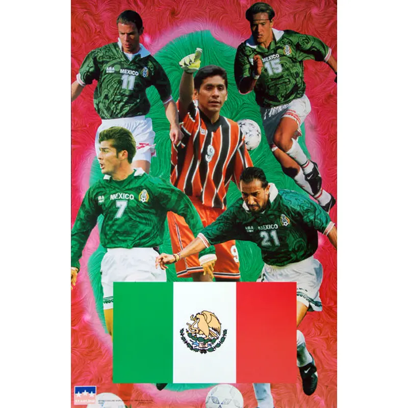 Team Mexico Soccer World Cup 1998 5-Player Action Poster - Starline Inc.
