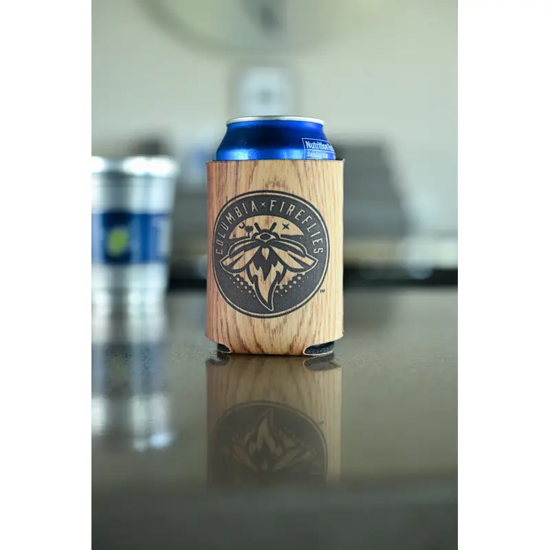WC Fireflies Wood Grain Koozie