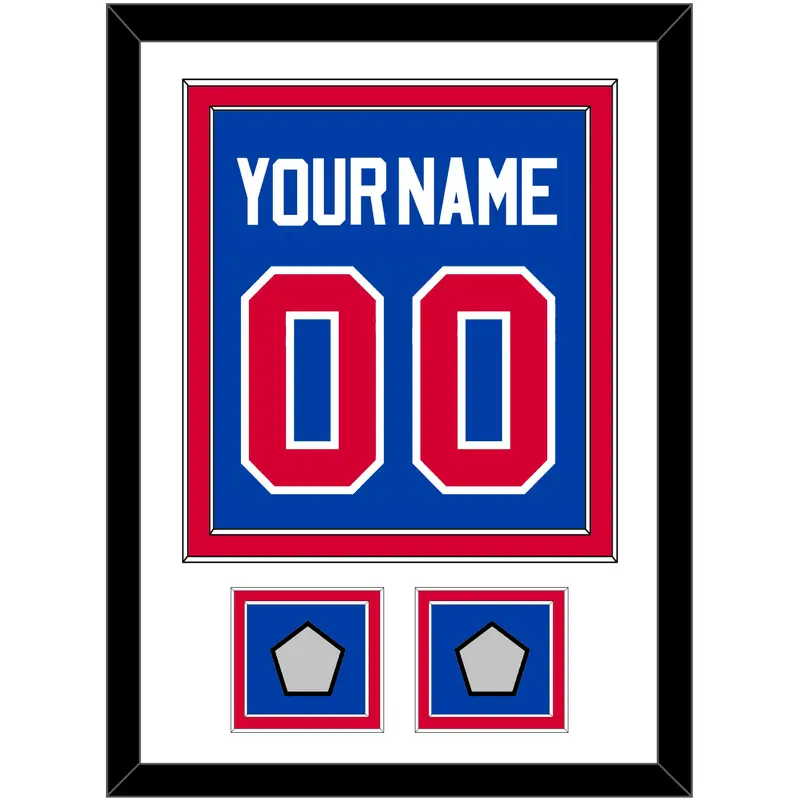 Detroit Name & Number With 2 Champions Trophy Patches - Road Blue (1981-1996) - Double Mat 1