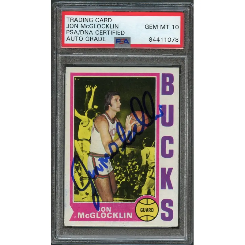 1974 Topps #37 Jon McGlocklin Signed Card AUTO 10 PSA/DNA Slabbed Bucks