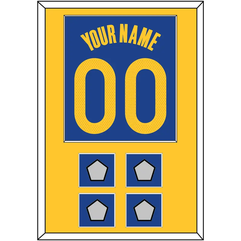 Golden State Name & Number With 4 Finals Patches - Blue Icon - Single Mat 2