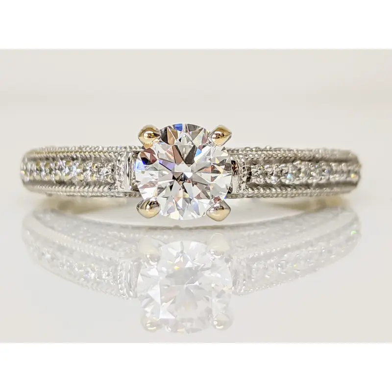 14K WHITE 1.01 CARAT TOTAL WEIGHT VS1 H DIAMOND ROUND (91) ESTATE RING 5.0 GRAMS