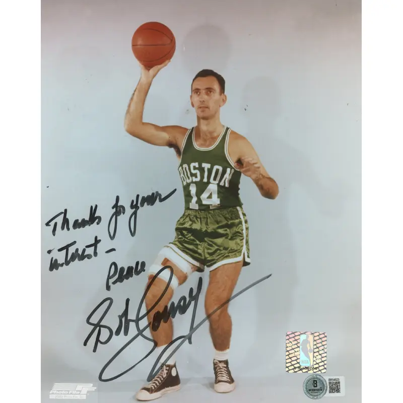 Celtics Bob Cousy Thanks for your interest, Peace Signed 8x10 Photo BAS #BR54823