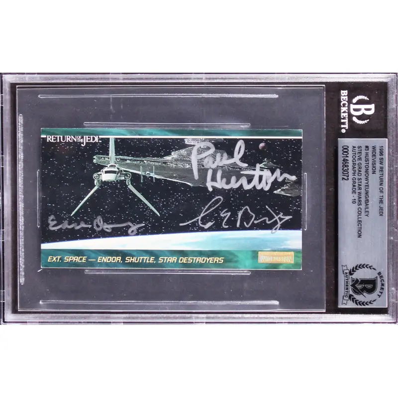 Star Wars (3) Huston, Bailey +1 Signed 1996 ROTJ WV #3 Card Auto 10! BAS Slab