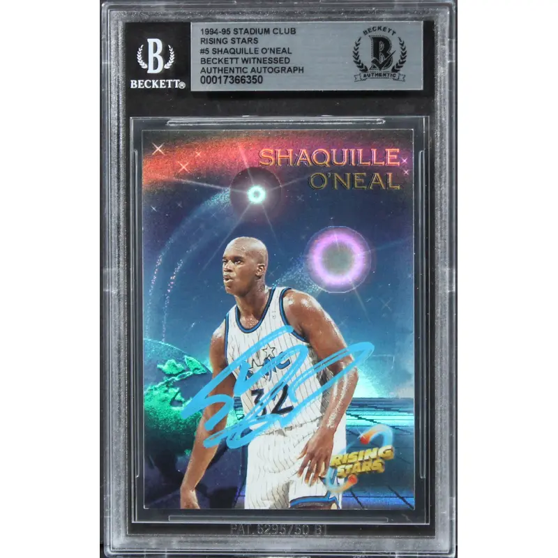 Lakers Shaquille O'Neal Signed 1994 Stadium Club Rising Stars #5 Card BAS Slab