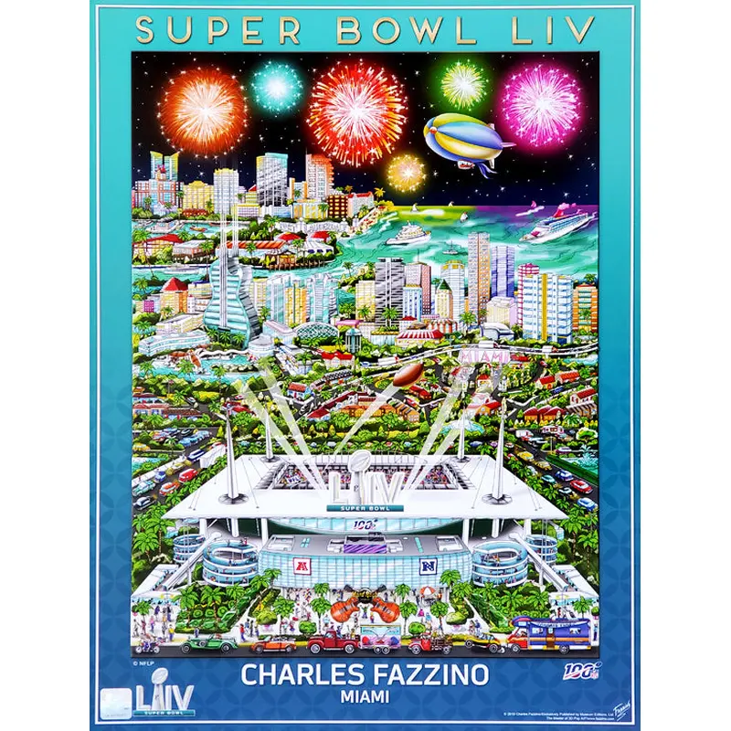 Super Bowl LIV (Miami 2020) Official NFL Football Commemorative Pop Art Poster - Fazzino