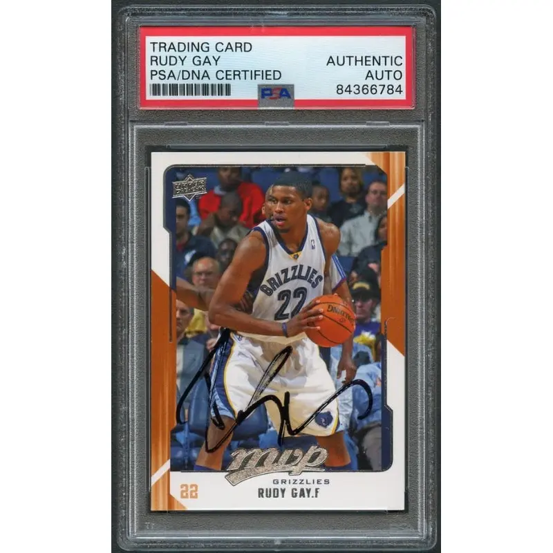 2008-09 Upper Deck MVP #75 Rudy Gay Signed Card AUTO PSA Slabbed Grizzlies
