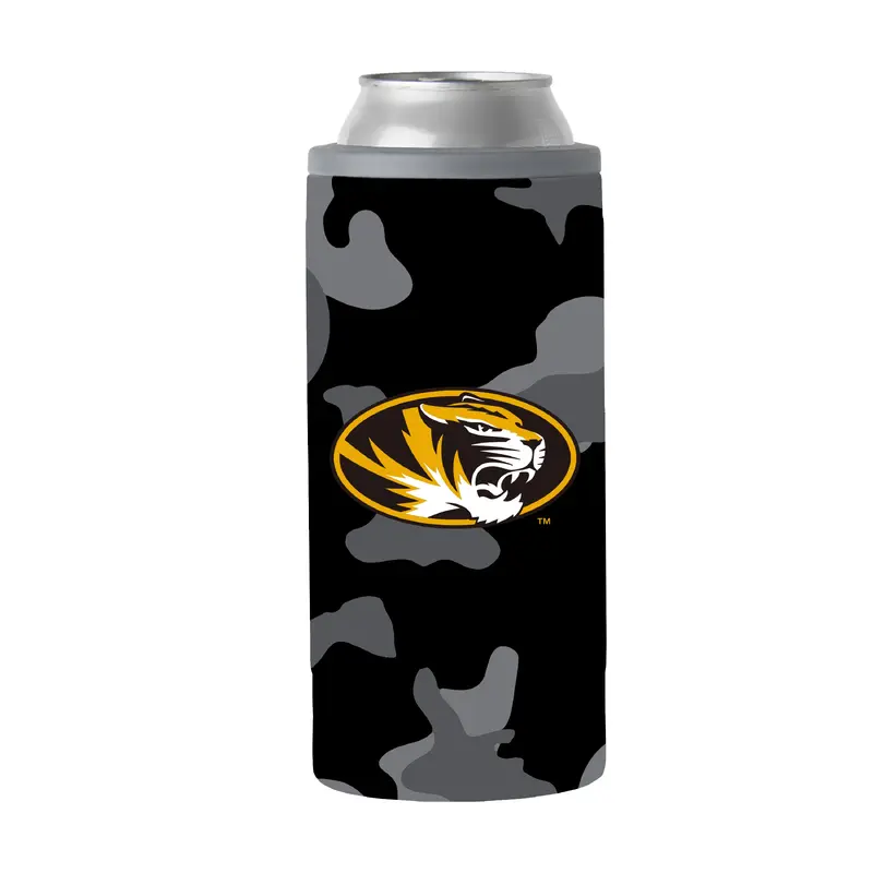 Missouri Black Camo 12oz Slim Can Coolie