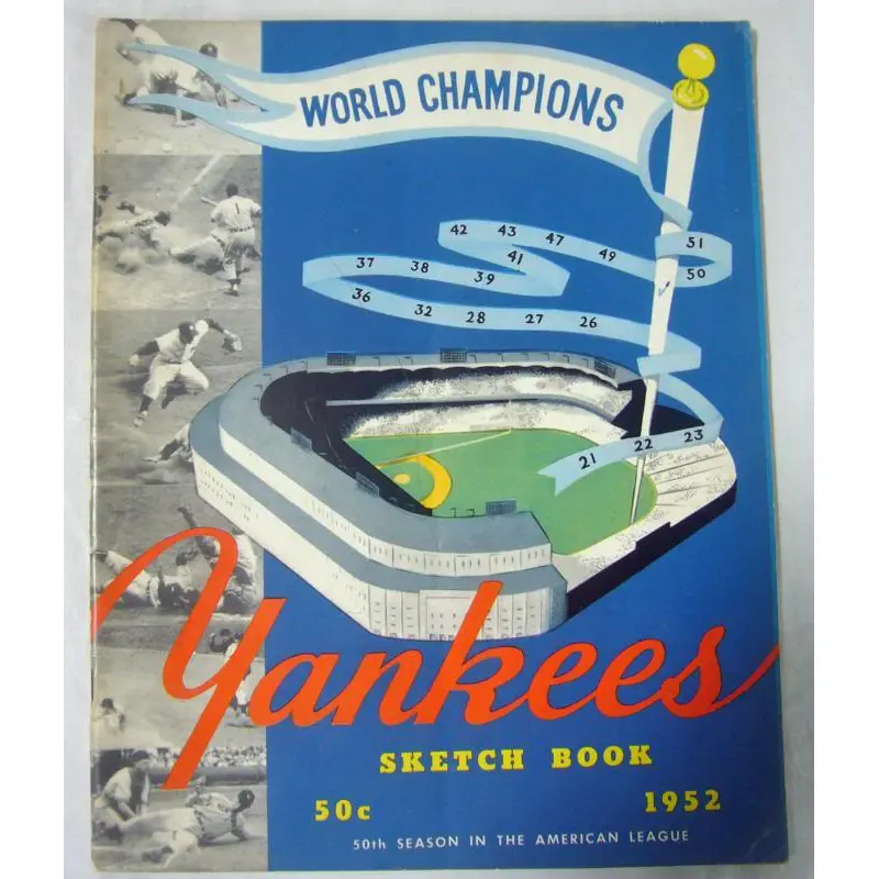 New York Yankees Authentic Official 1952 Sketch Book Program Yearbook