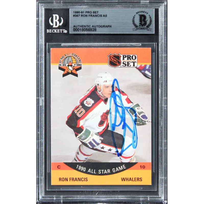 Whalers Ron Francis Authentic Signed 1990 Pro Set #367 Card BAS Slabbed