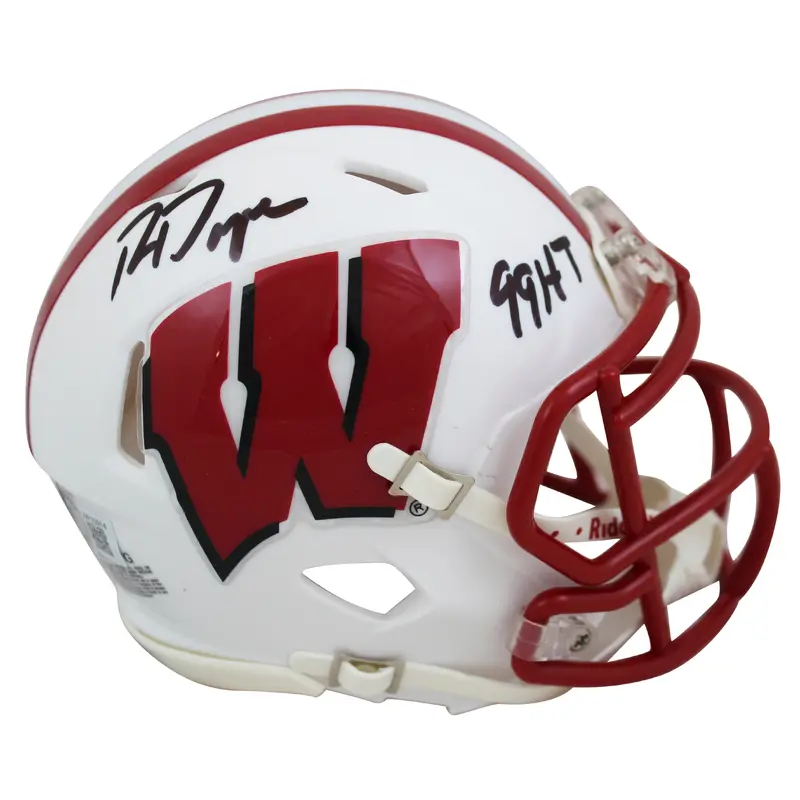 Wisconsin Ron Dayne "Heisman 99" Authentic Signed Speed Mini Helmet BAS Witness