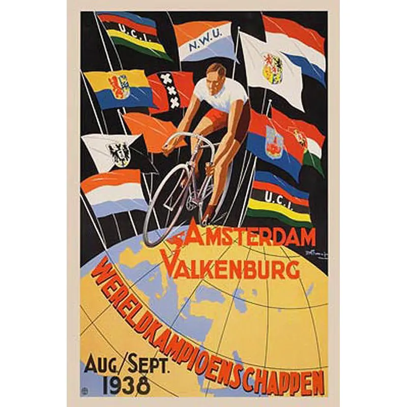 1938 World Cycling Championships Event Poster Vintage Reprint - Horton Collection