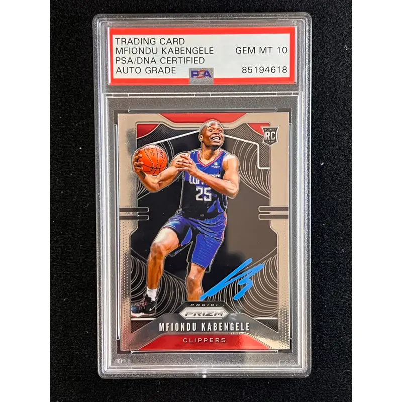 2019-20 Panini Prizm #271 Mfiondu Kabengele Signed Card AUTO 10 PSA Slabbed Clippers