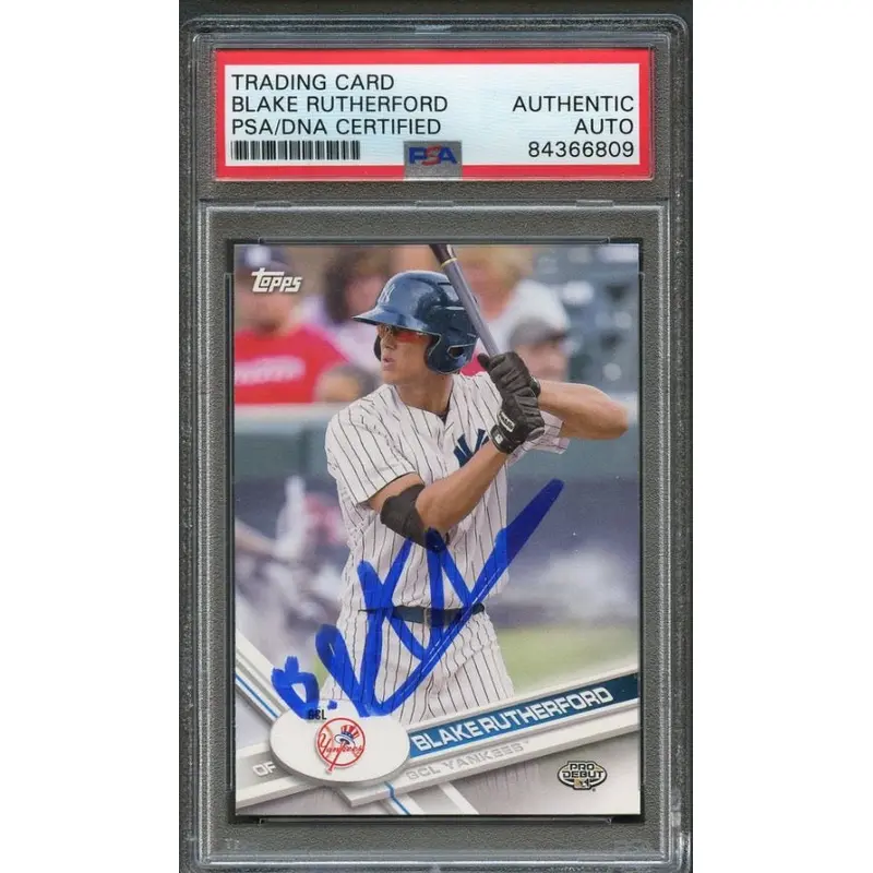 2017 Topps Pro Debut #107 Blake Rutherford Signed Card PSA Slabbed Auto Yankees