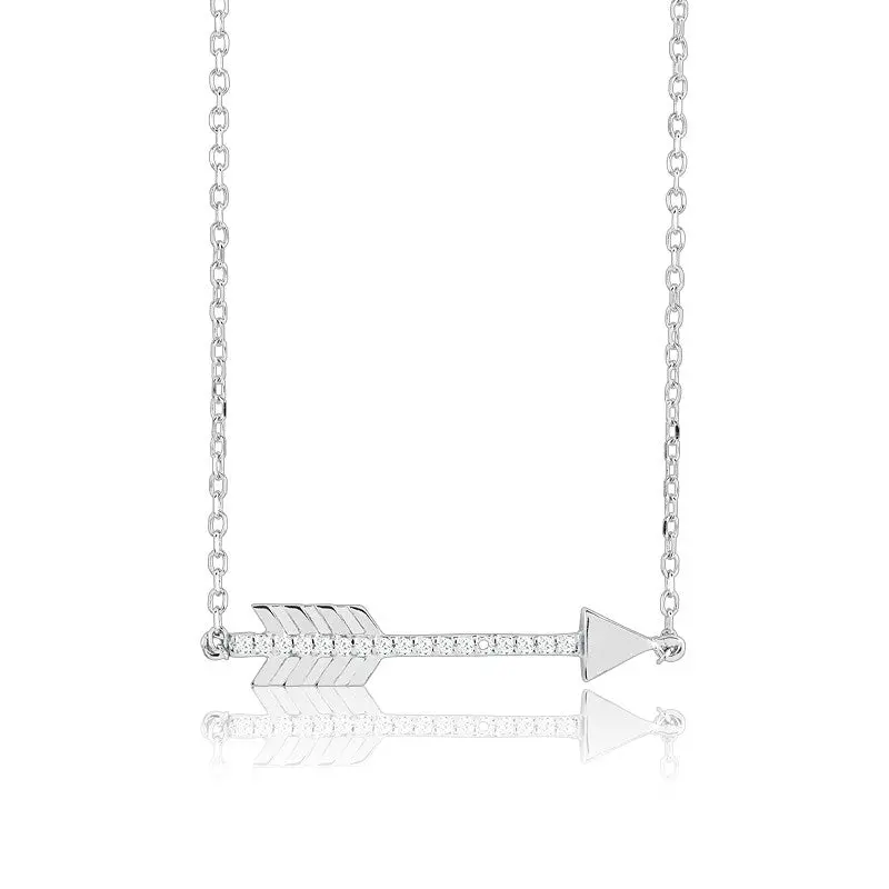 Sterling Silver CZ Arrow Necklace