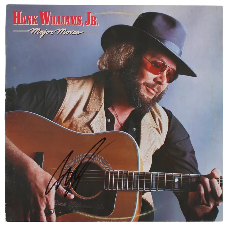 Hank Williams Jr. Authentic Signed Major Moves Album Cover BAS #BF88164