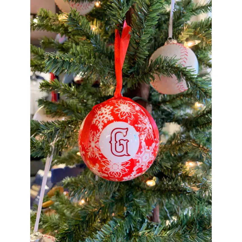 Greenville Drive Red Snowflake Ornament with G Logo