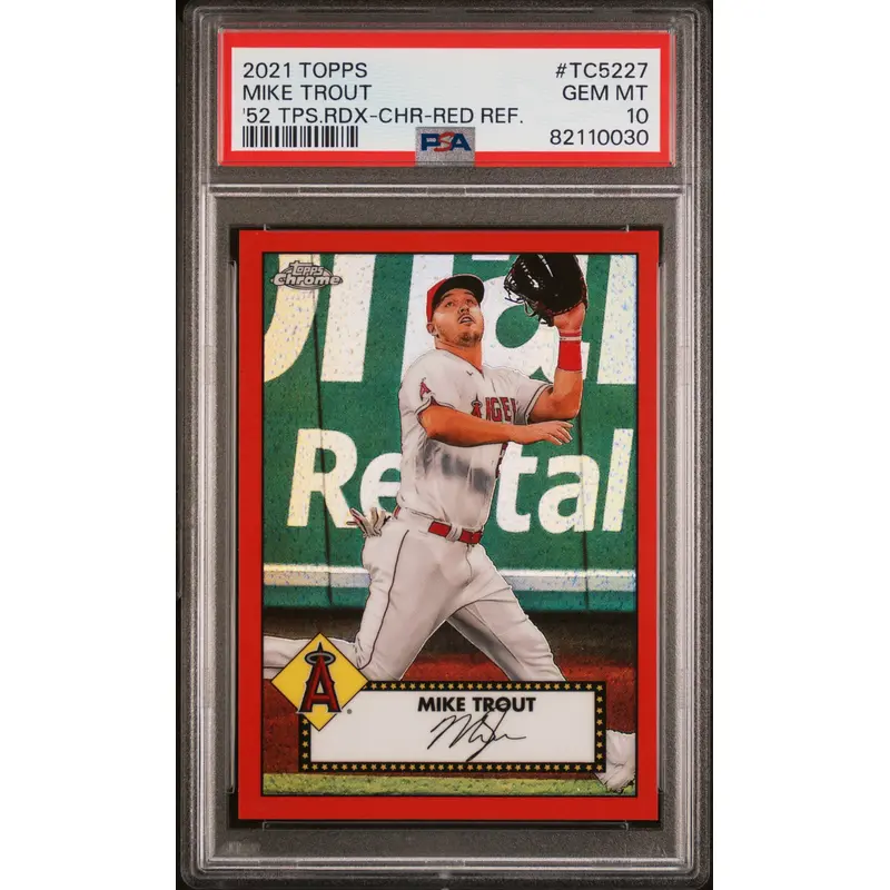 Mike Trout 2021 Topps 1952 Topps Chrome Red Refractor #36/70 PSA 10 Gem Mint