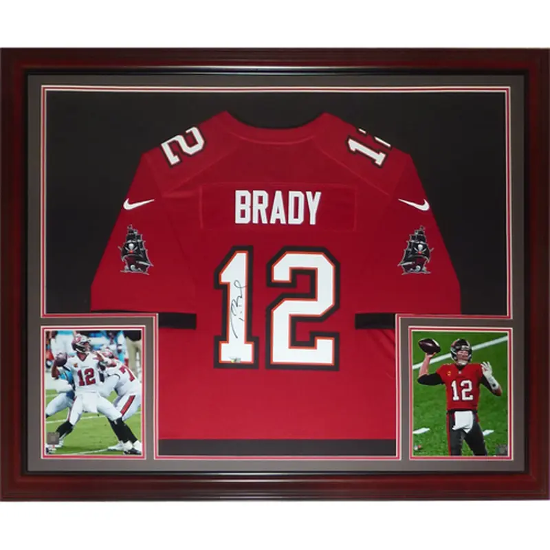 Tom Brady Autographed Tampa Bay Buccaneers (Red #12) Deluxe Framed Jersey - Fanatics