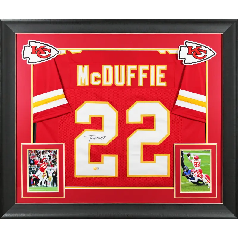 Trent McDuffie Authentic Signed Red Pro Style Framed Jersey Autographed BAS