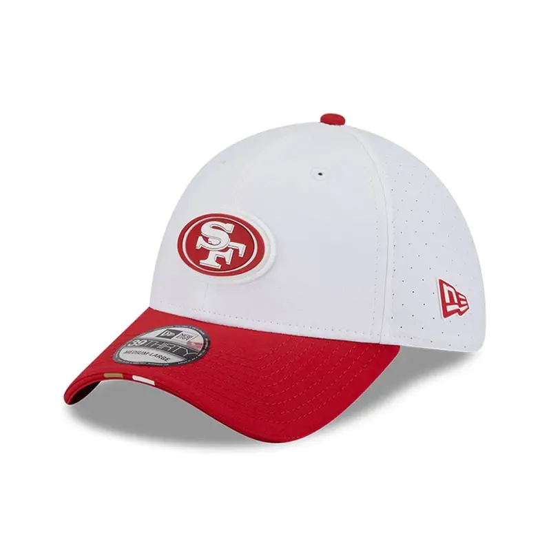 San Francisco 49ers NFL Training 2025 White 39THIRTY Stretch Fit Cap