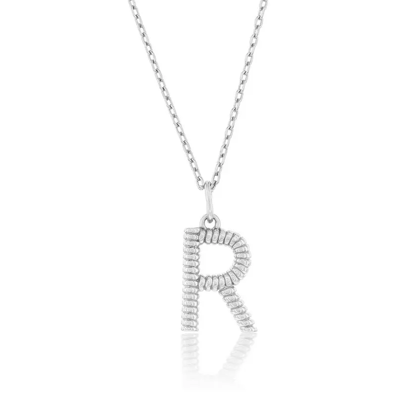 Sterling Silver, Rigid Design 'R' Initial Necklace