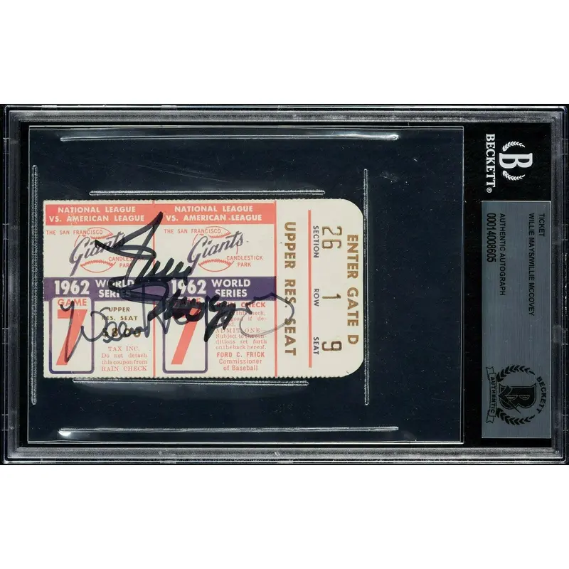 Willie Mays & Willie Mccovey Signed 1962 World Series Game 7 Ticket BGS Beckett