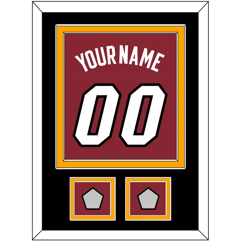 Miami Name & Number With 2 Finals Patches - Alternate Red (2009-2017) - Double Mat 2
