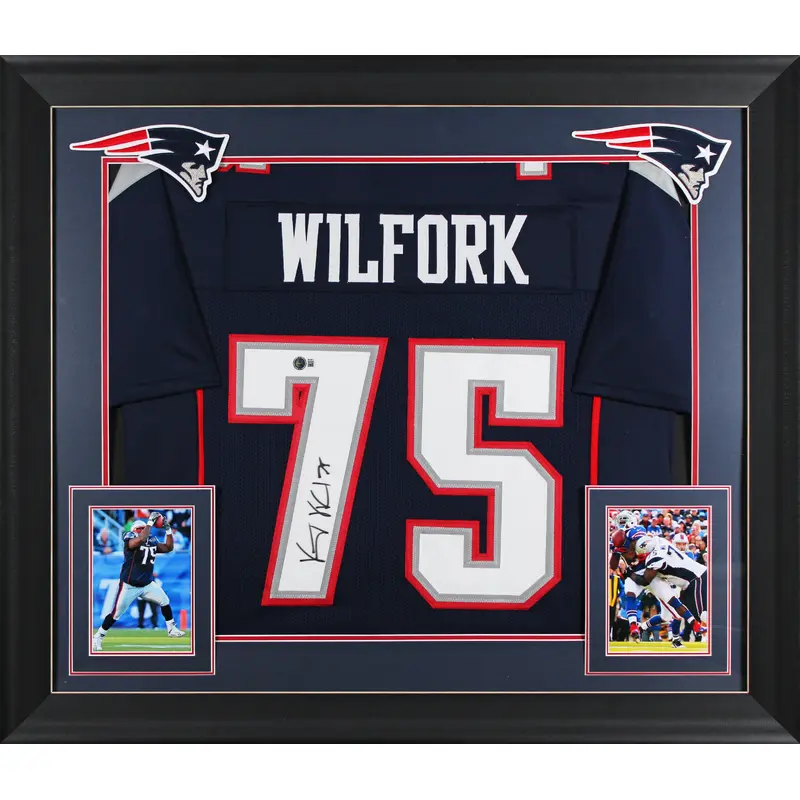 Vince Wilfork Authentic Signed Navy Pro Style Framed Jersey BAS Witnessed