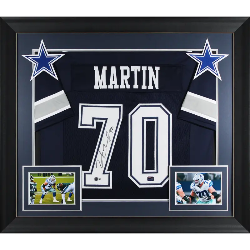 Zack Martin Authentic Signed Navy Blue Pro Style Framed Jersey BAS Witnessed