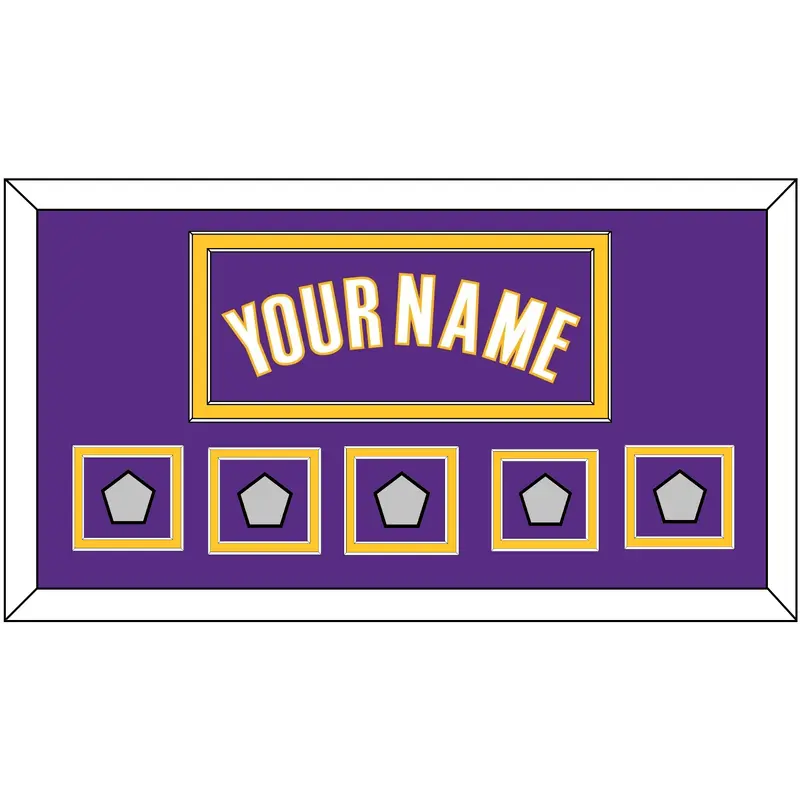 Los Angeles Name & 5 Finals Patches - Road Purple (1999-2004) - Double Mat 2