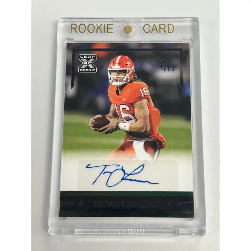 Trevor Lawrence 2021 Leaf Gold Leaf Rookies Purple Auto #7/10